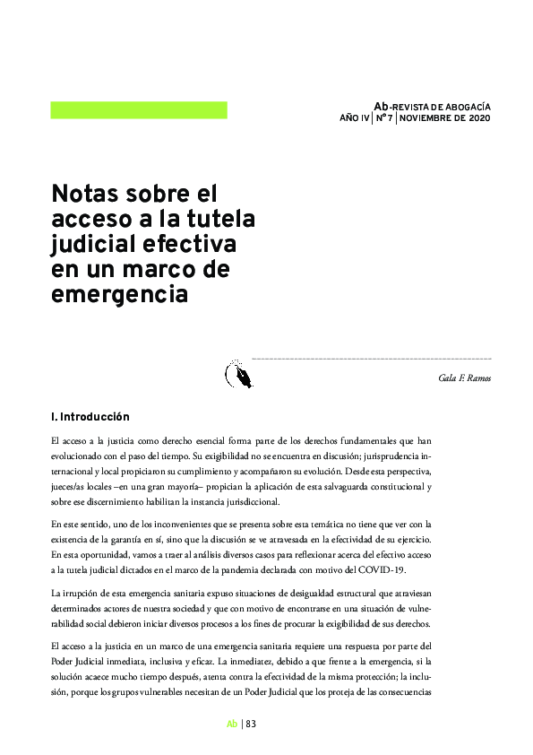 (PDF) Notas sobre el acceso a la tutela judicial efectiva en un marco ...