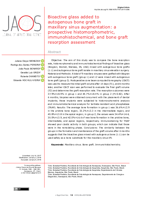 (PDF) Bioactive glass added to autogenous bone graft in maxillary sinus ...