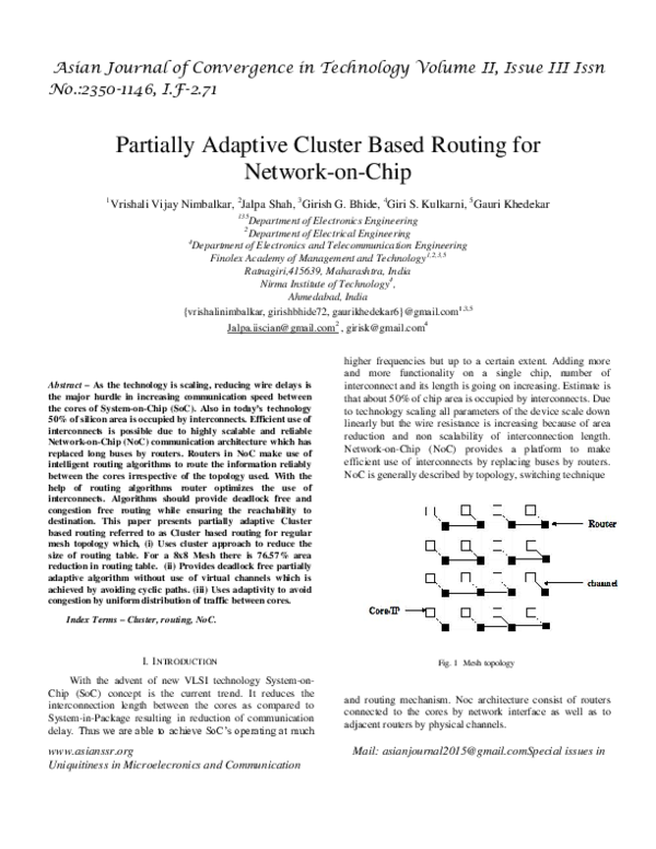 (PDF) Partially Adaptive Cluster Based Routing for Network-on-Chip 1