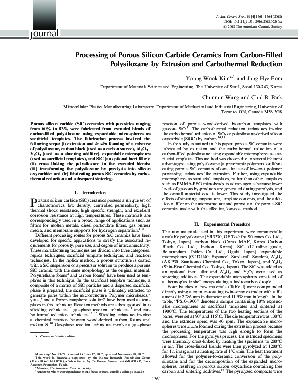 (PDF) Processing of Porous Silicon Carbide Ceramics from Carbon-Filled ...