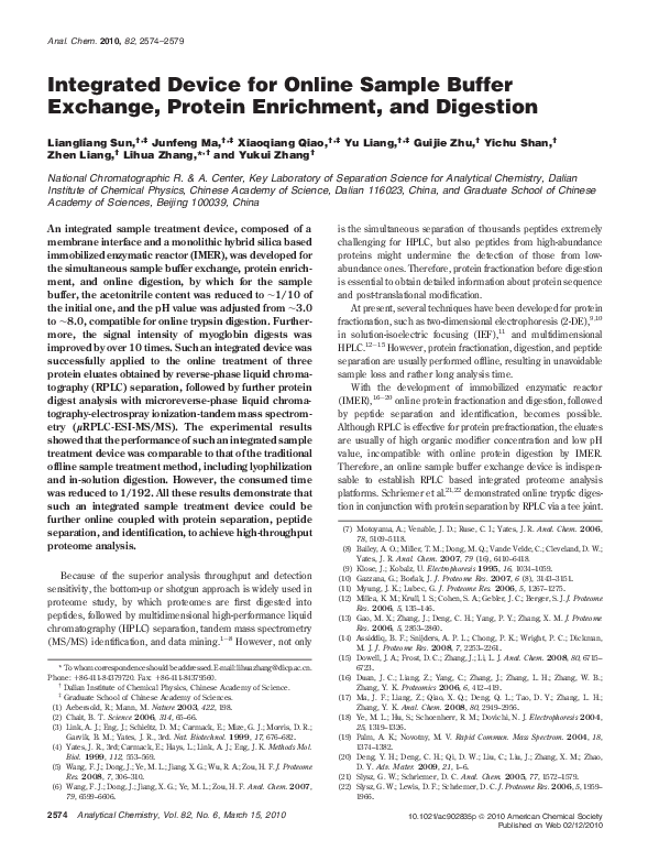 (PDF) Integrated Device for Online Sample Buffer Exchange, Protein