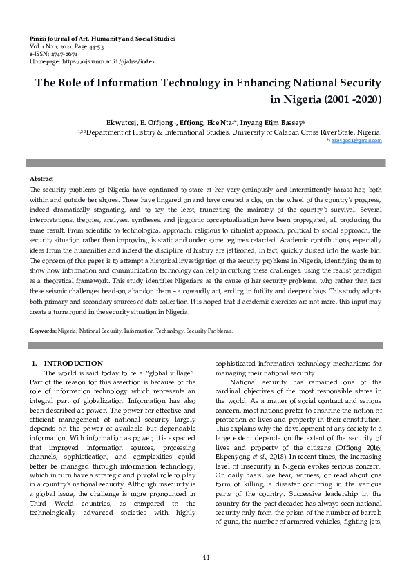 (PDF) The Role of Information Technology in Enhancing National Security ...