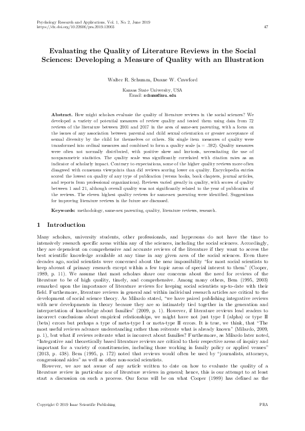 (PDF) Evaluating the Quality of Literature Reviews in the Social ...