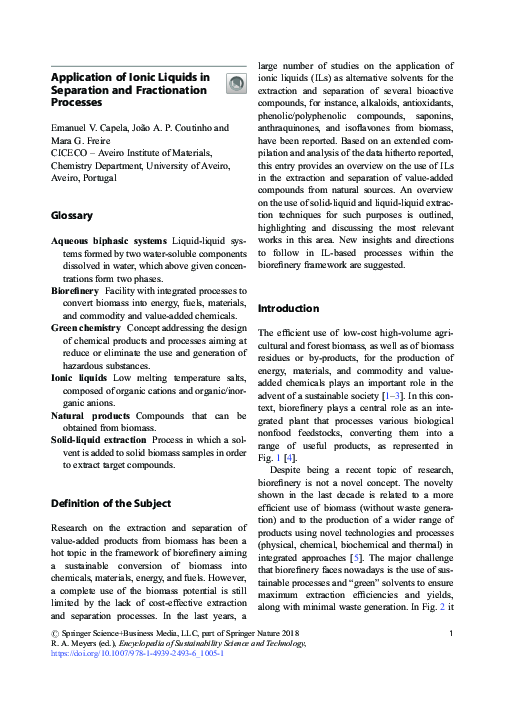 (PDF) Application of Ionic Liquids in Separation and Fractionation ...