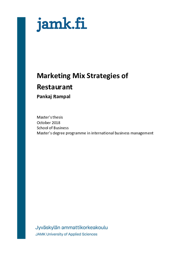 (PDF) Marketing Mix Strategies of Restaurant Pankaj Rampal Academia.edu