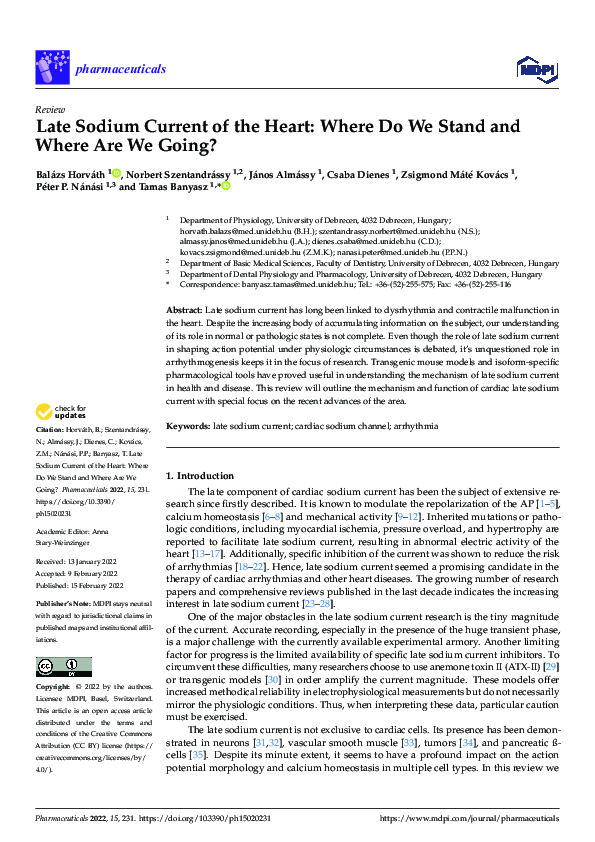 (PDF) Late Sodium Current of the Heart: Where Do We Stand and Where Are ...