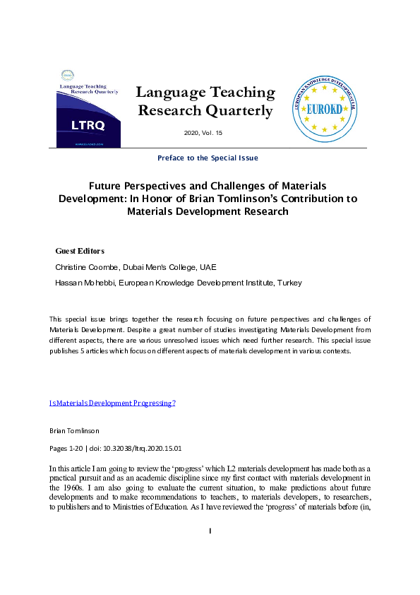 (PDF) Future Perspectives and Challenges of Materials Development In