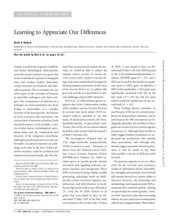 (PDF) Learning to Appreciate Our Differences