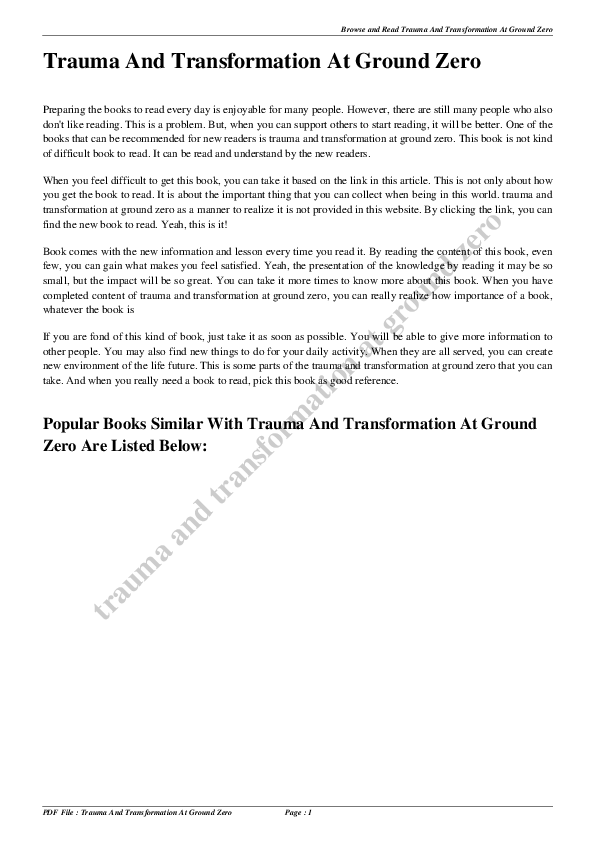 (PDF) Trauma and Transformation at Ground Zero Kristen Leslie