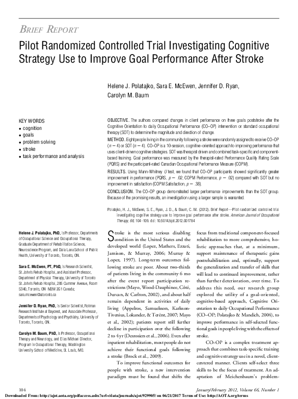(PDF) Pilot Randomized Controlled Trial Investigating Cognitive ...