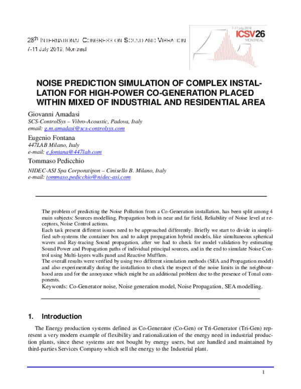 (PDF) Noise Prediction Simulation of Complex Instal- Lation for High ...