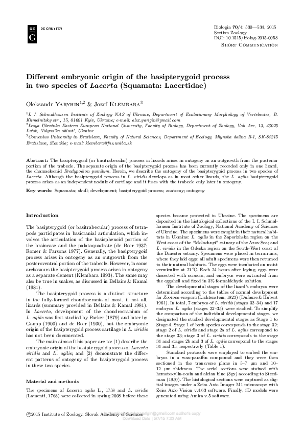 (PDF) Different embryonic origin of the basipterygoid process in two ...