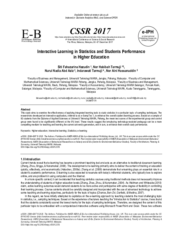 (PDF) Interactive Learning in Statistics and Students Performance in ...