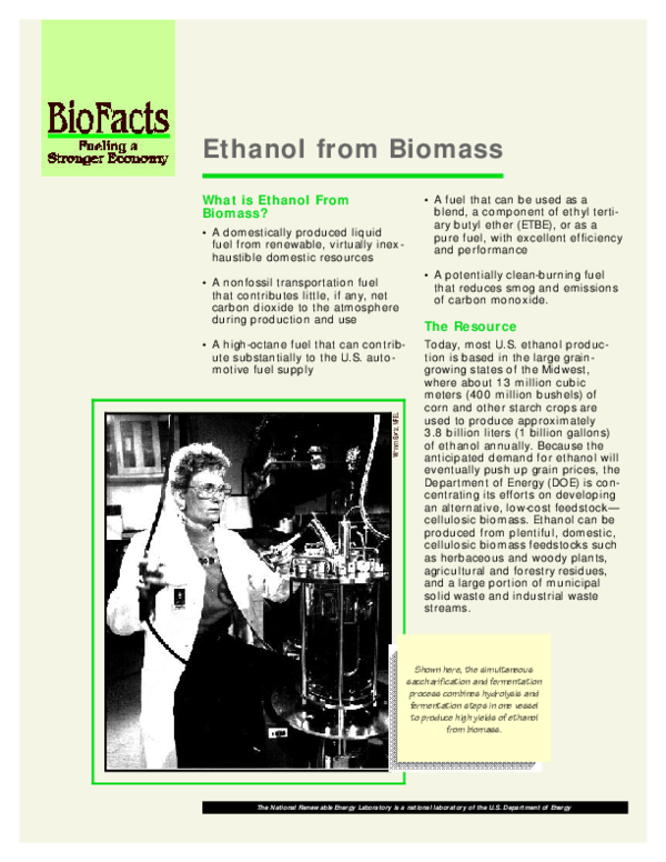 (PDF) Ethanol From Biomass