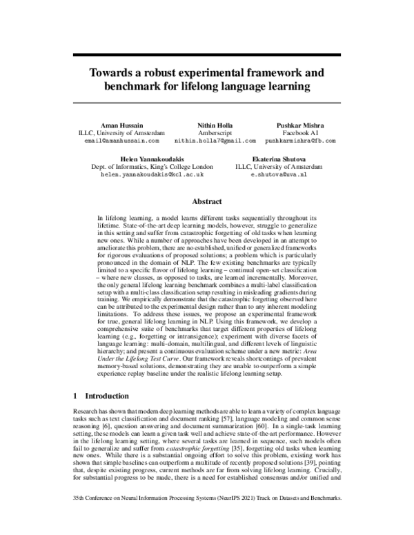 (PDF) Towards a robust experimental framework and benchmark for ...