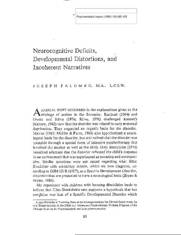 (PDF) Neurocognitive deficits, developmental distortions, and ...