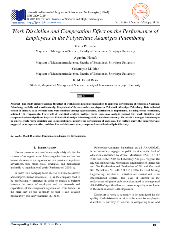 (PDF) Work Discipline and Compesation Effect on the Performance of ...