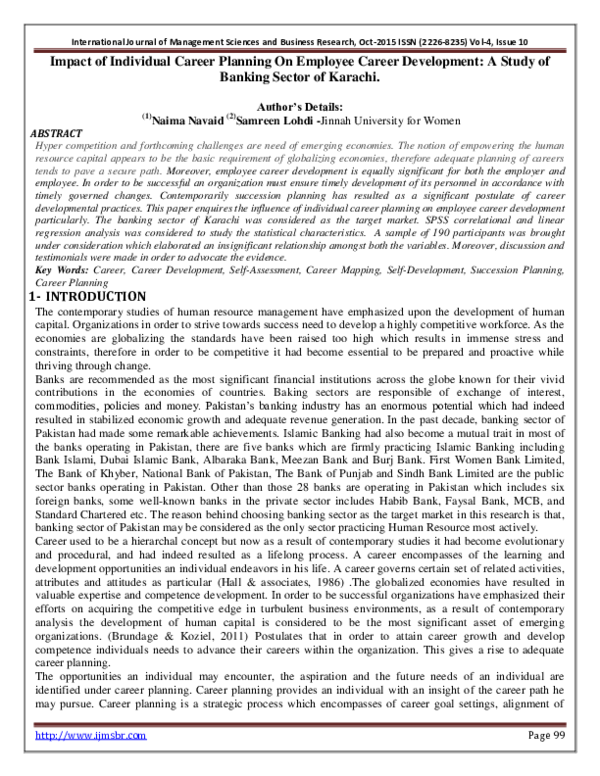 (PDF) Impact of Individual Career Planning On Employee Career ...