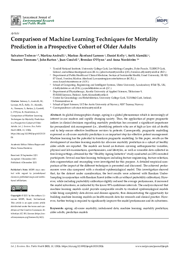 (PDF) Comparison of Machine Learning Techniques for Mortality ...