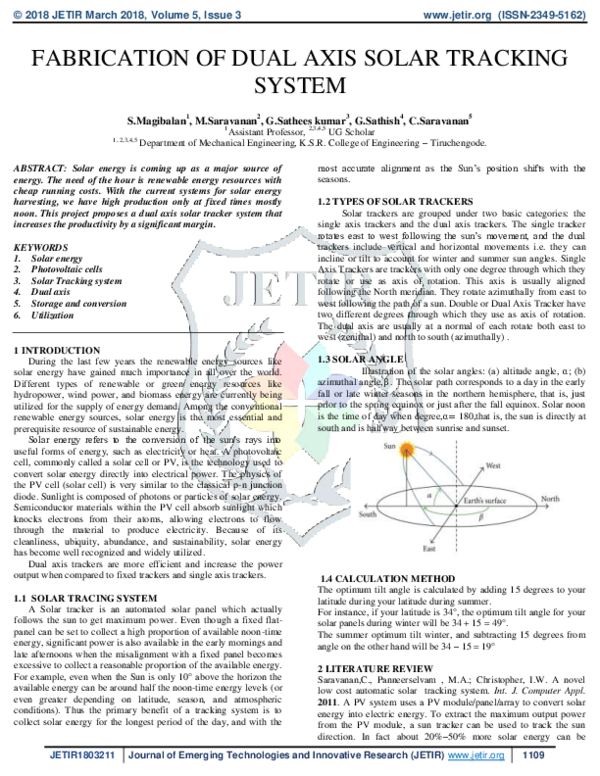 (PDF) Fabrication of Dual Axis Solar Tracking System