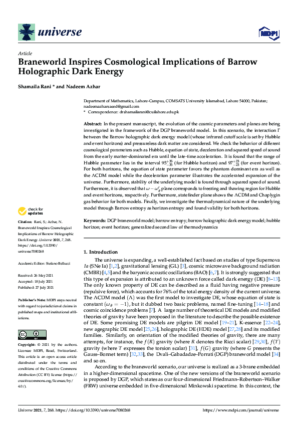 (PDF) Braneworld Inspires Cosmological Implications of Barrow ...