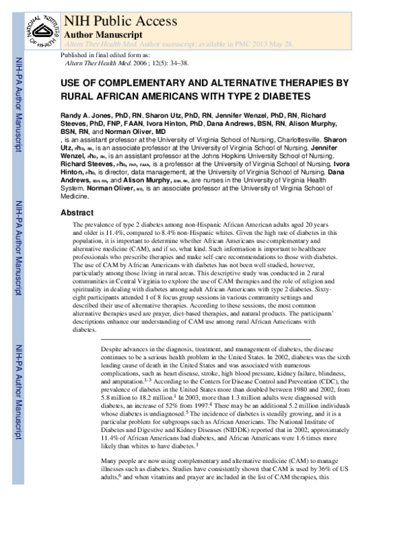 (PDF) Use of complementary and alternative therapies by rural African ...