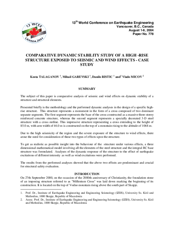 (PDF) Comparative Dynamic Stability Study of a High-Rise Structure ...