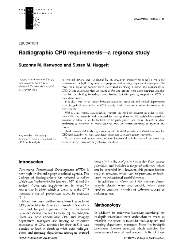 (PDF) Radiographic CPD requirements—a regional study suzanne henwood