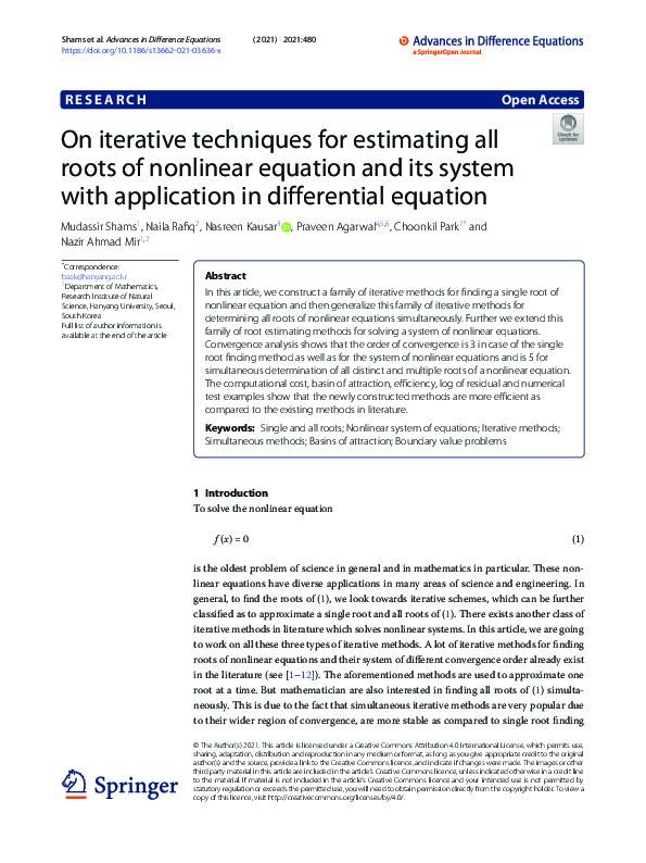 (PDF) On iterative techniques for estimating all roots of nonlinear ...