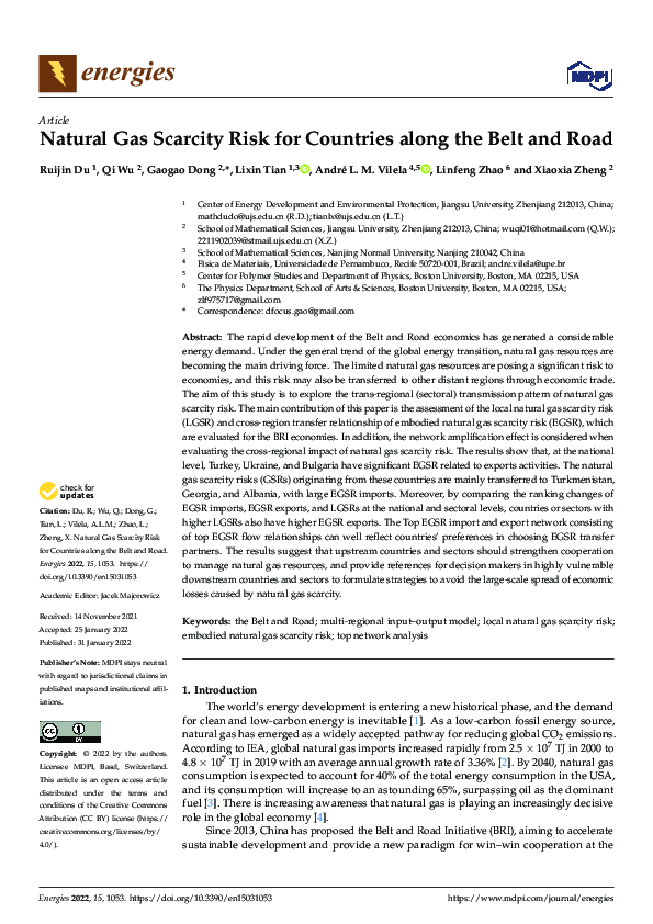 (PDF) Natural Gas Scarcity Risk for Countries along the Belt and Road