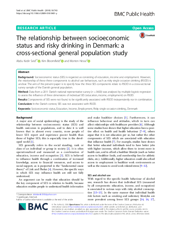 (PDF) The Relationship between Socio-economic Status and Extent of ...