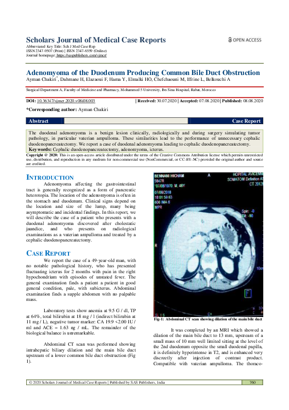 (PDF) Adenomyoma of the Duodenum Producing Common Bile Duct Obstruction