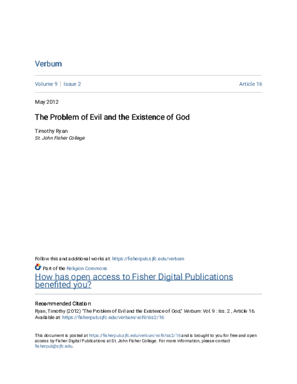 (PDF) The Problem of Evil and the Existence of God