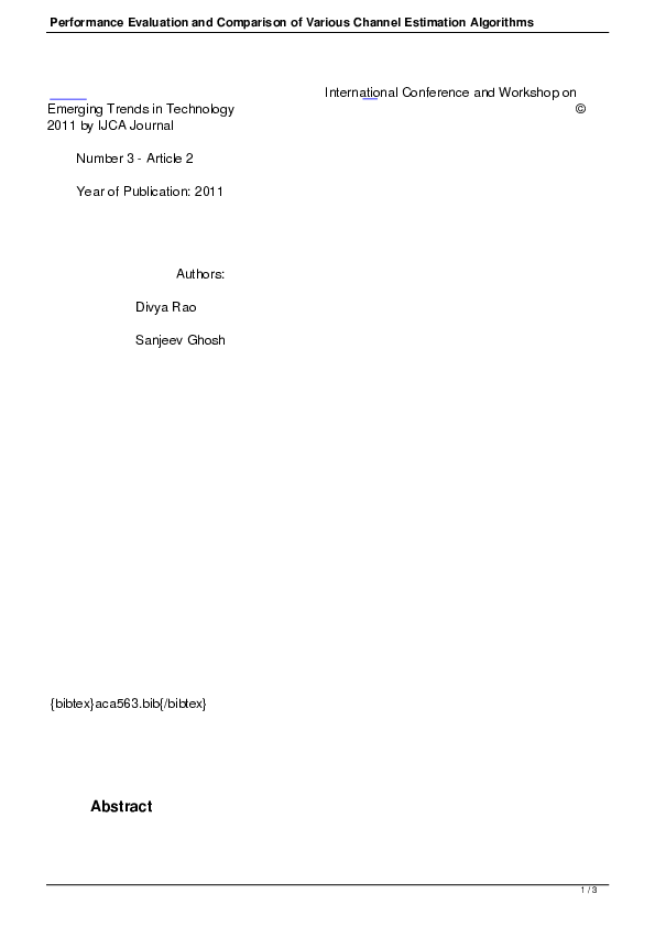 (PDF) Performance Evaluation and Comparison of Various Channel ...
