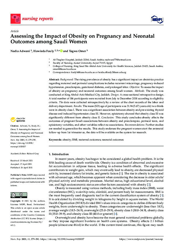 (PDF) Assessing the Impact of Obesity on Pregnancy and Neonatal ...