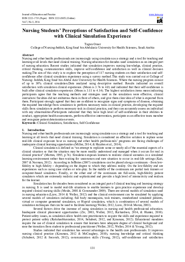 (PDF) Nursing Students' Perceptions of Satisfaction and Self-Confidence ...