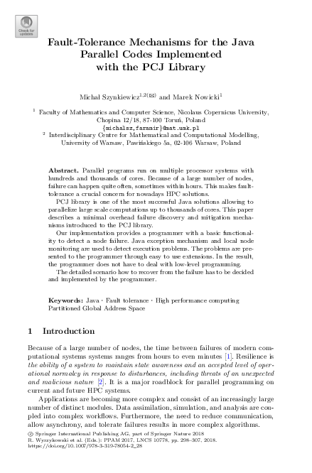 (PDF) Fault-Tolerance Mechanisms for the Java Parallel Codes ...
