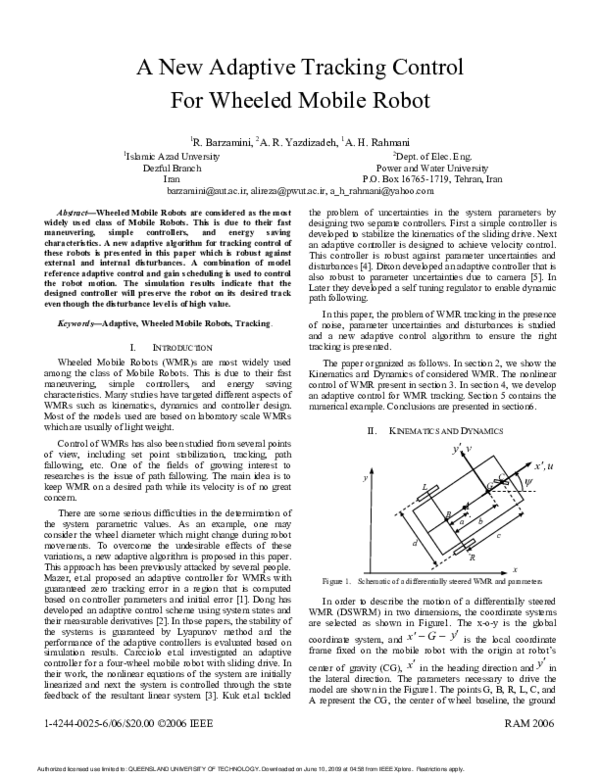 (PDF) A new adaptive tracking control for wheeled mobile robot