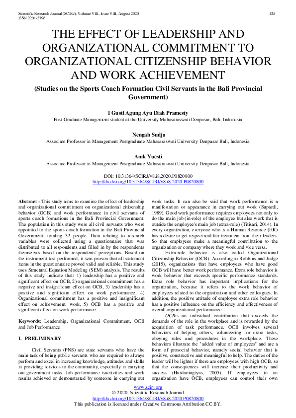(PDF) The Effect of Leadership and Organizational Commitment to ...