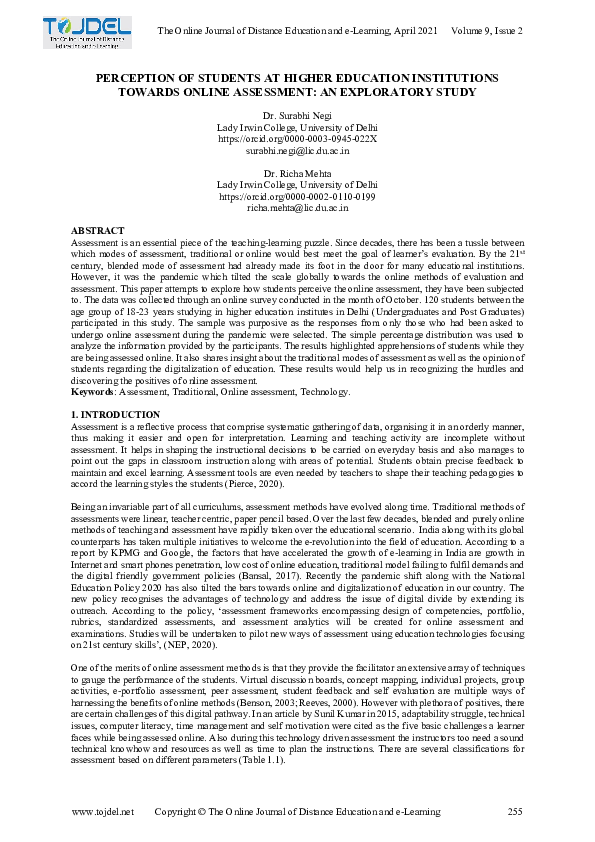 (PDF) PERCEPTION OF STUDENTS AT HIGHER EDUCATION INSTITUTIONS TOWARDS ...