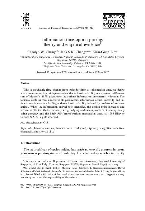 (PDF) Information-time option pricing: theory and empirical evidence1We ...