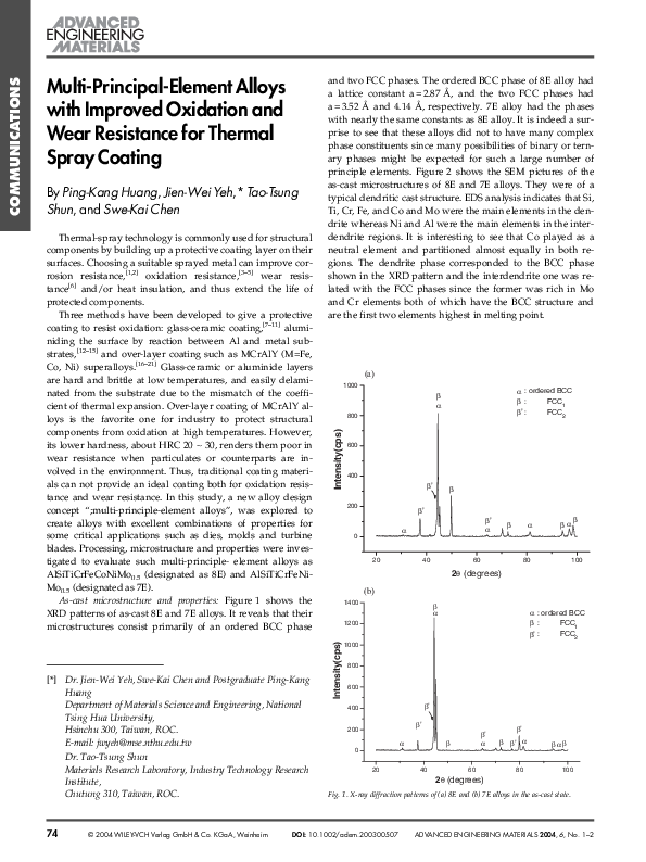 (PDF) Multi-Principal-Element Alloys with Improved Oxidation and Wear ...