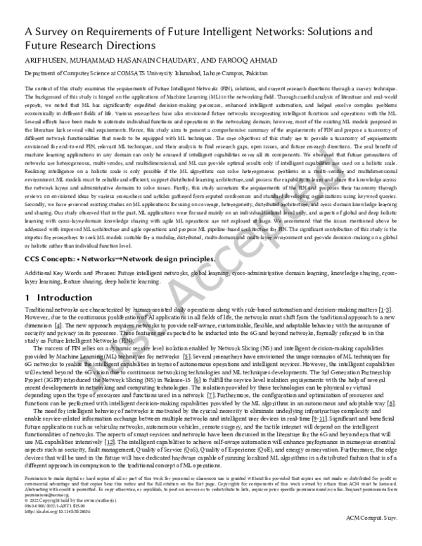 (PDF) A Survey on Requirements of Future Intelligent Networks ...