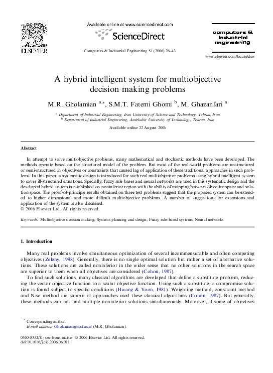 (PDF) A hybrid intelligent system for multiobjective decision making ...