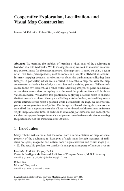 (PDF) Cooperative Exploration, Localization, and Visual Map Construction