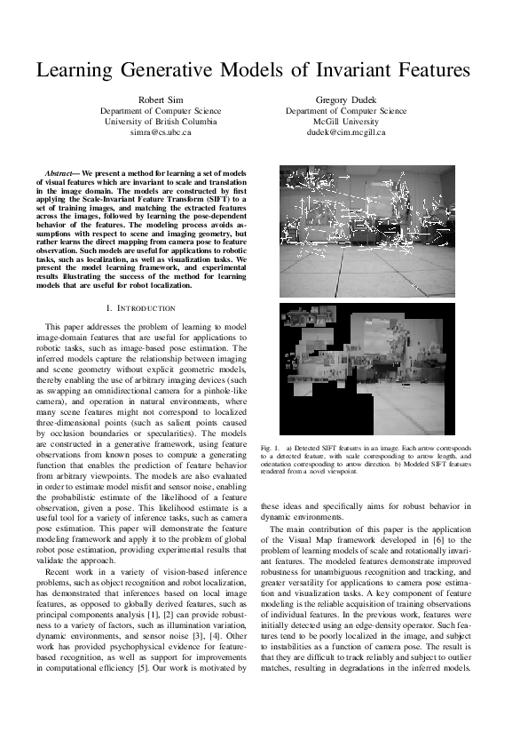 (PDF) Learning generative models of invariant features