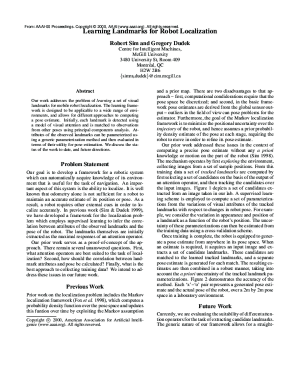 (PDF) Learning Landmarks for Robot Localization