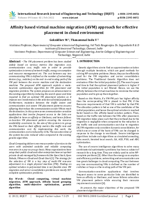 (PDF) Affinity based virtual machine migration (AVM) approach for ...