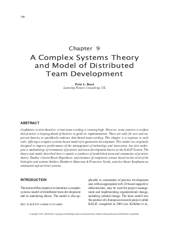 (PDF) A Complex Systems Theory and Model of Distributed Team Development