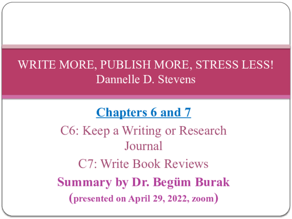 (PPT) WRITE MORE PUBLISH MORE STRESS LESS (CH 6 AND 7 SUMMARY)